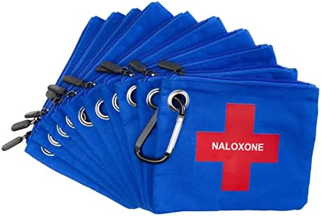 Bolsa de lona com bolsa de zíper para spray nasal de naloxona e kits de overdose de opióides de naloxona - mantém todas as formulações de naloxona, incluindo dois spray nasal de naloxona e acessórios. Spray nasal de naloxona não incluído