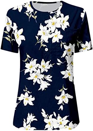 Tops de verão para mulheres 2023, Button Neck T Camisetas camisas mulheres plus size plus size tampas de manga longa para mulheres