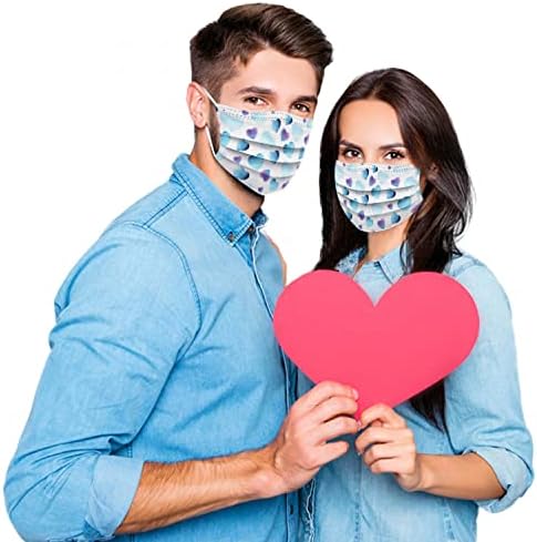 STEOTA adultos 10pc máscaras descartáveis ​​do Dia dos Namorados, casais, impressão de feriado Proteção à prova de poeira