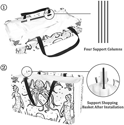 Sacos de supermercado reutilizáveis ​​de ratgdn desenho animado marinho água -viva dobrável lavável lavance de armazenamento cesto compra bolsa de bolsa