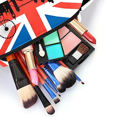 Bolsa de cosméticos da bolsa de maquiagem Bandeira britânica com London Cityscape Bolsa de saco de higiene pessoal Bolsa com