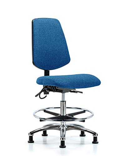 Labtech Seating LT41090 ESD FAST MEDIO Cadeira de bancada Média Base cromada, inclinação, anel de pé cromado, esd desliza, azul