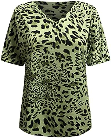 Camisas de verão para mulheres casuais leves V de pescoço Tirador tampa de túnica de túnica solta camiseta curta blusa de praia
