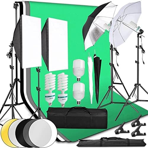 BHVXW Photo Studio LED LUZ SOFTbox Kit contínuo 2x3m Fundo de fundo 60 cm Board Umbrella 2m Tripé para vídeo