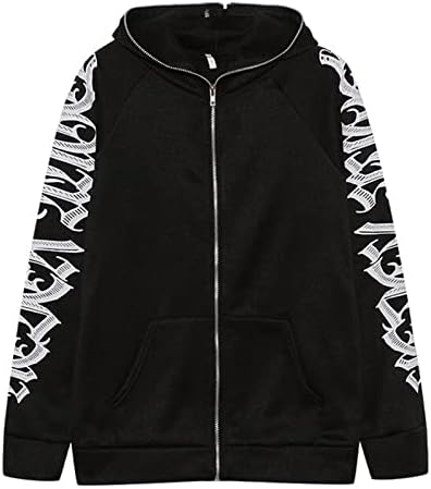 Rmxei streetwear letra imprimida women jackets capuz zípeira de manga longa de roupas de inverno gótico