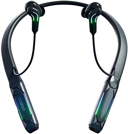 RGB Sport Bluetooth foodbuds, e-sports Wireless Headset Wireset Band de pescoço v5.1 fones de ouvido Bluetooth In-ear com eq de microfone duplo embutido à prova d'água, 20 horas de tempo de audição, resistência ao suor, decodificação de áudio duplo acc/encant