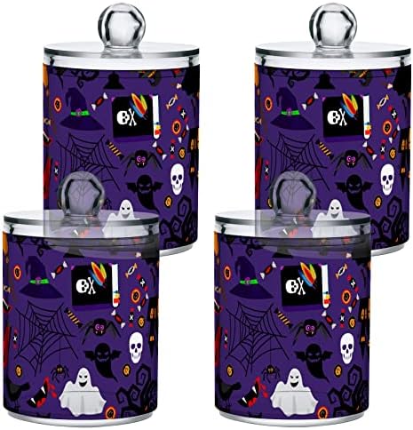 Abóbora halloween swab swab swab recipientes de banheiros frascos com tampas conjuntos de algodão barra de algodão jarra redonda