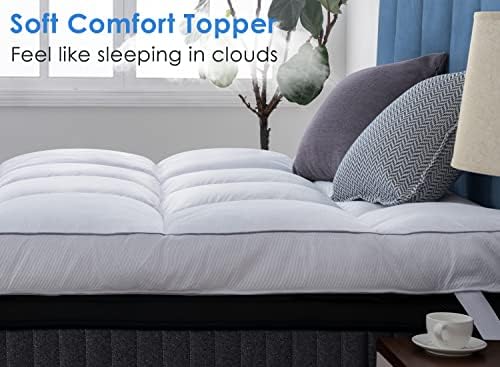 Queen Rose Mattress Topper King, colchão extra grosso na capa de travesseiro para alívio da dor nas costas, capa de cama king size macia para colchão firme, protetor de colchão alternativo exagerado