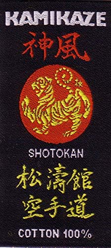 Kamikaze algodão Black Belt bordado com karatê de Shotokan em japonês