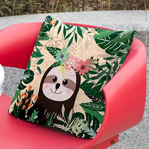 Conjunto VBFOFBV de 2 capas de travesseiros lombares, decorações suaves para decoração de fazenda em casa, desenhos tropicais de desenho animado animal preguiçoso animal