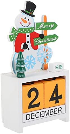 Toyvian Small Christmas Desk Calendário Calendário do advento Calendário de Natal Blocks de madeira Decoração do boneco de neve Natividade de inverno Sinais de madeira