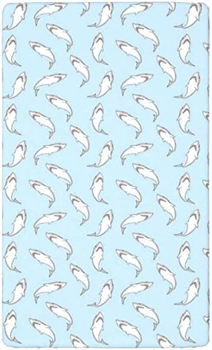 Festa de tubarão com tema Folheto de berço, colchão de berço padrão folha de lençóis de colchão de colchão de berço para meninas