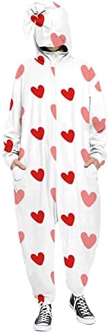 Dia dos Namorados, dia dos namorados e mulheres, impressão de impressão com capuz com zíper de pijamas casal de pijamas