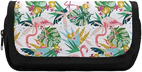 Funnystar Tropical rosa flamingo de grande capacidade capa de lápis 2 camadas para bolsa lápis Bolsa de caneta Organizador de bolsa