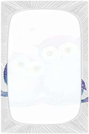 Alaza Cute Owl Heart Kawaii Folhas de berço ajustadas lençóis de berço para meninos bebês crianças criança, tamanho padrão 52