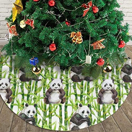 LVESHOP PANDA BAMBOO Padrão de aquarela Padrão Salia de Natal Luxurro redondo redondo tapete externo Tapete rústico Tree Decorações de férias （30 /36 /48 Três tamanhos）