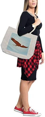 Bolsa de compras de Ambesonne Eagle, ilustração de estilo cômico de fundo de fundo pop de fundo pop, bolsa reutilizável e ecologicamente