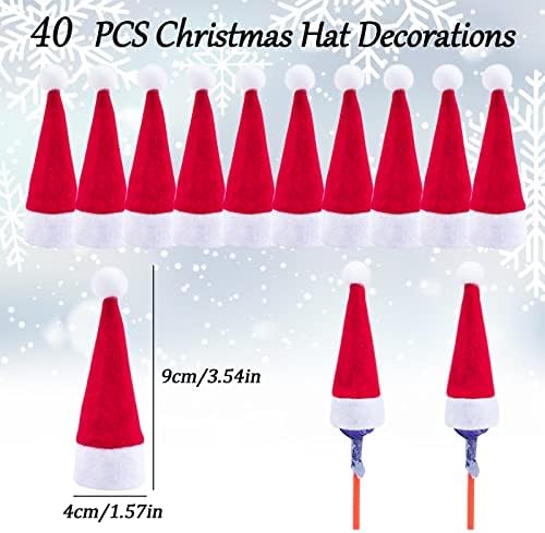 Crafcancy Mini Christmas Hats, 40 peças Mini Lollipop Hat Fottles cobre chapéus de Papai Noel para Crafts de decoração de festas em