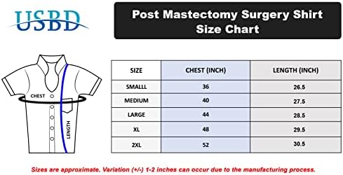 USBD Post Mastectomy Surgery Recovery camisa Camisola de lapela com bolsos de drenagem