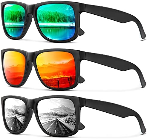Óculos de sol Kaliyadi homens de sol polarizado para homens clássico clássico Matte Black Frame Protection 3pack