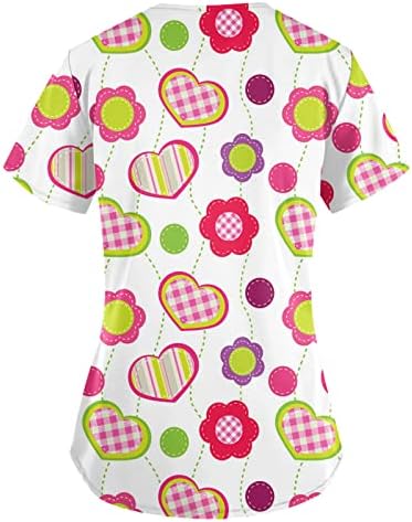Womens Summer Tops camisetas dos namorados para mulheres Tees gráficos Presentes de dia dos namorados para sua moda impressa na manga curta V pescoço de trabalho de bolso de bolso de bolso de bolso de bolso