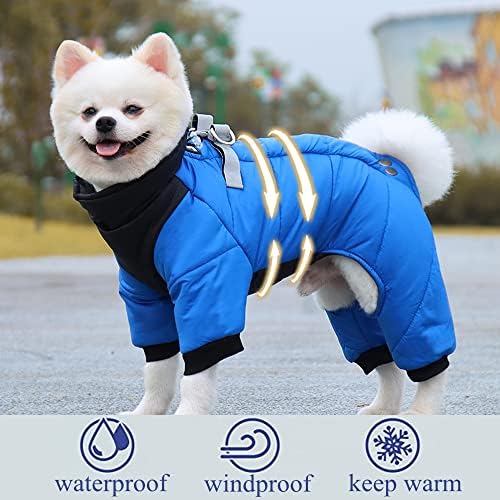 Casaco de cachorro jackets de cachorrinho de inverno para cães grandes de cães grandes de roupas de gato de roupas de gato com coleira anel azul s