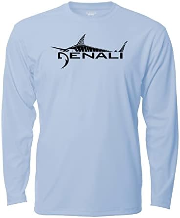 Denali Men's Marlin Logo Tournament Teaser UPF 50+ T-shirt de manga longa, proteção UV, camisa rápida de pescador seco
