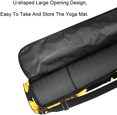 Bolsa de transportadora de tapete de ioga de girassol preto com alça de ombro de ioga bolsa de ginástica bolsa de praia