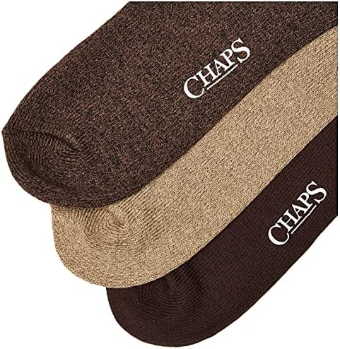 Chaps Mens Cotton Rayon Dress Socks - Pacote de 3 pares - cor sólida variada e costela verdadeira