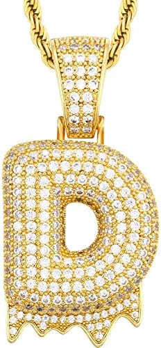 Bula Thi Fashion Letter Colars Pingente para homens jóias de joalheria clássica de cobre pingente de zircônia cúbica - T - 30 polegadas