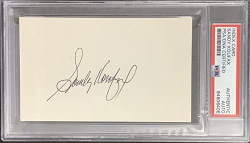 Cartão de índice assinado Sandy Koufax Dodgers Autograph Hof Cy WSC PSA/DNA 2 - MLB Corte Signature