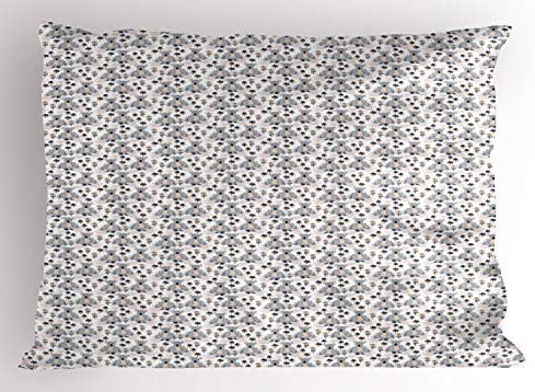 Ambesonne Pillow Sham, ilustrações de coala com estampa de animais florais plantados, travesseiro impresso de tamanho padrão decorativo, 26 x 20, pêssego pálido cinza pálido e lavanda escura
