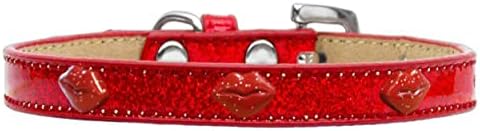 Mirage Pet Products 633-8 Bk20 Glitter Lips Widget Dog Collar, tamanho 20, preto/vermelho