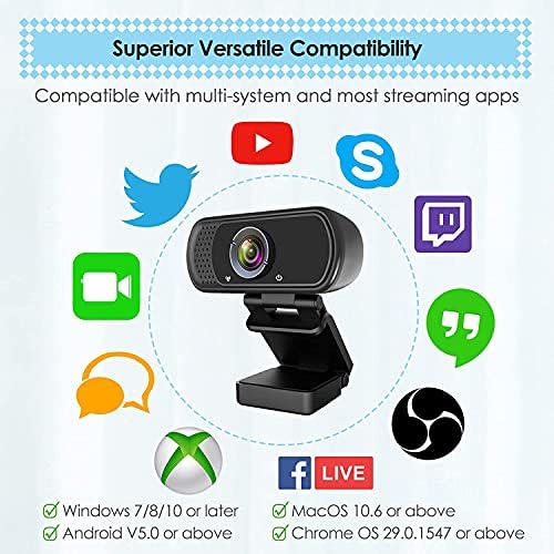 Webcam HD 1080p Web Camera, webcam de computador USB PC com microfone, webcam de câmera de desktop em laptop Full HD Webcam 110