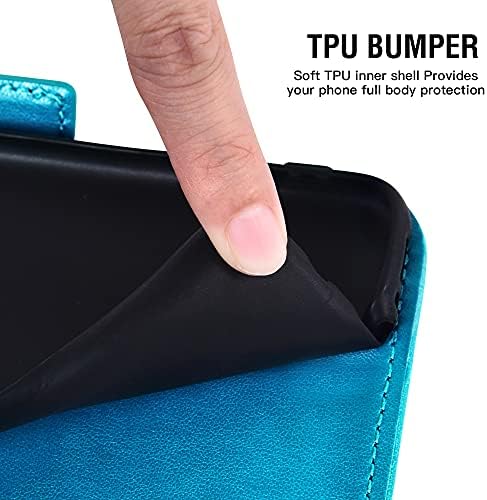 Compatível com estojo de carteira LG Stylo 4 e protetor de tela de vidro temperado Casos de telefone celular de cartão de crédito para