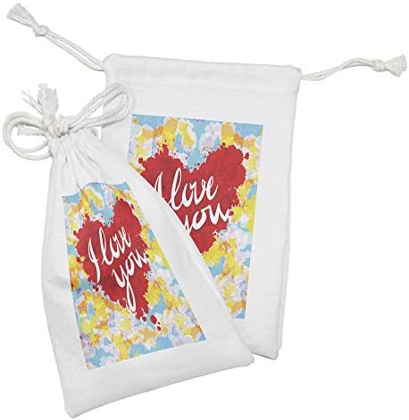 Ambesonne I Love You Fabric bolsa Conjunto de 2, Mensagem de Celebração de Valentines em estilo de pincelim, minha outra imagem