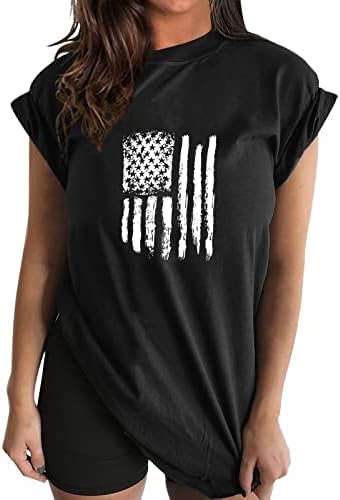 4 de julho camisetas camisetas para mulheres de manga curta V camisetas de pescoço American Flag Stripes Tie-Dye Blush Top Top Top