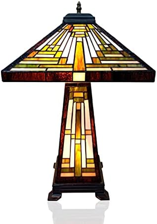 Lâmpada de mesa da figura naduoxrk tiffany, estilo geométrico, base de liga, diagonal de 19 polegadas, nad13.5-1tb, tampas de 3 lâmpadas