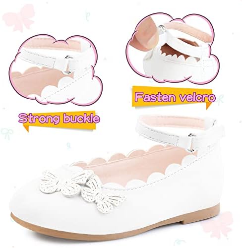 Misture a criança pequena meninas vestidos sapatos Mary Jane Sapatos Butterfly Girl Flats Princess Wedding Shoes Off-White