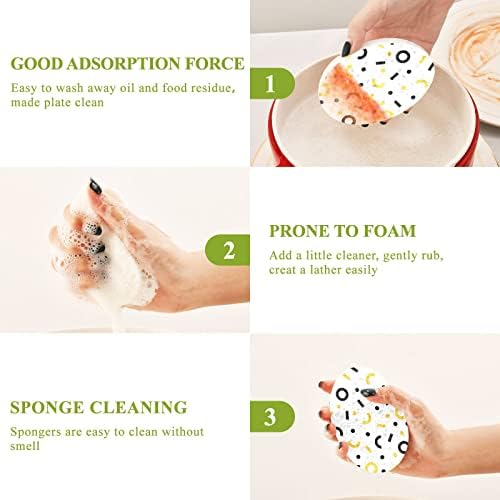 3pcs esfrega esponjas de Memphis estilo geométrico de prato pop-up esponja para limpeza de cozinha banheiro doméstico não arranhão não