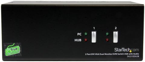 Startech.com 2 Port DVI VGA Dual Monitor KVM Switch USB com áudio e hub USB 2.0