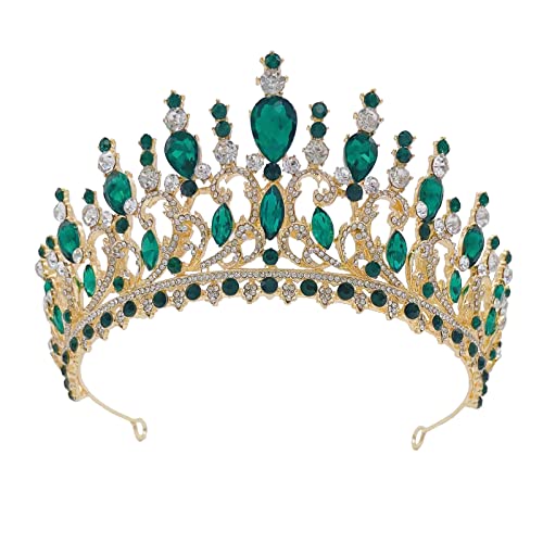 Sr. Green Queen Crown, Crystal Wedding Tiara for Bride, Rhinestone Tiaras e coroas para mulheres, Fantas de celebração