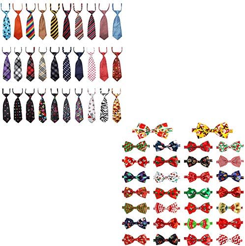 Segarty 60 PCs Praços de cães e gravatas com colares, acessórios ajustáveis ​​de colarinho de cachorro para cães para casamentos de Natal Ação