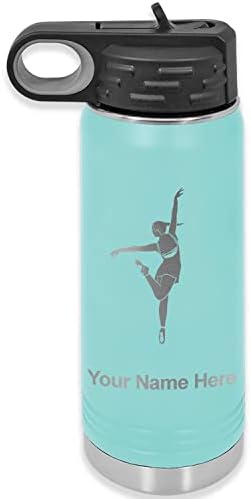 Lasergram 20 oz de parede dupla flip top water Bottle com palha, garota dançando, gravura personalizada incluída