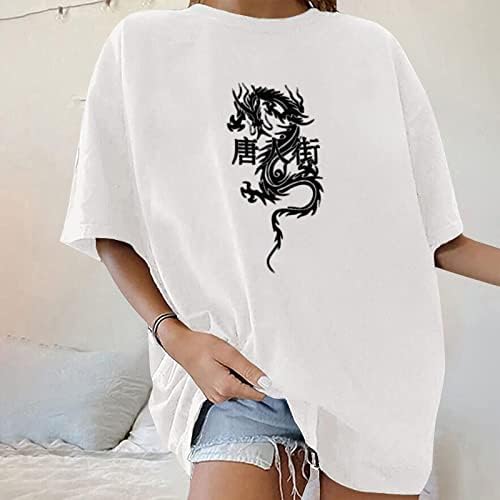 Garotas adolescentes Manga curta Crew Crew pescoço Blusa gráfica Blusa Graphic Tshirt Summer Fall Blouse for Women IG IG