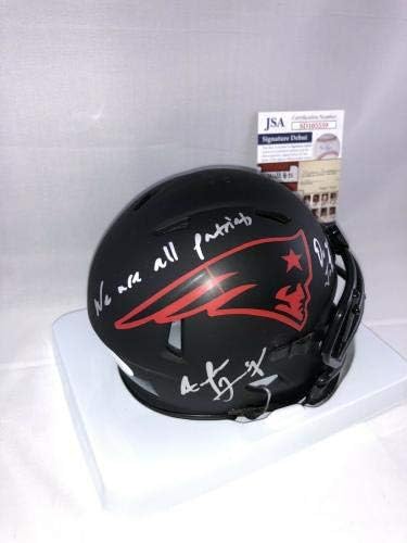 Anfernee Jennings assinou o New England Patriots Eclipse Mini Capacete JSA inscrito - Mini capacetes de faculdade autografados