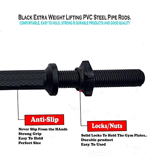Spancare de haltela de haltere de 15 polegadas com porcas de plástico barra de levantamento de peso preto