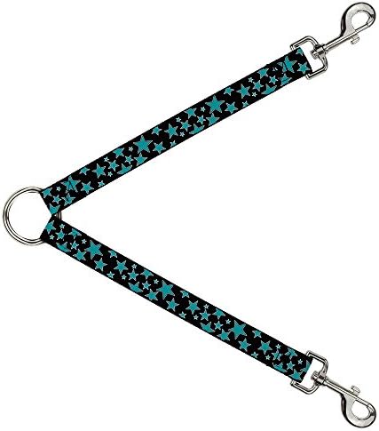 Dog Splitter Splitter Multi estrelas preto turquesa de 1 pé de 1 polegada de largura