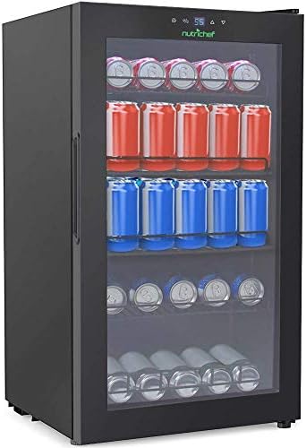 Nutrichef pktebc80.5 18,69 galão de freesting/bancada de cozinha Black Electric Center Refriger Refrigerador de cerveja com ventilador embutido, porta de vidro transparente 132 Canne