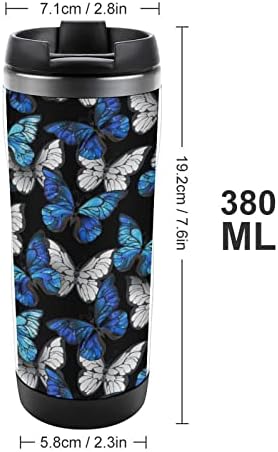 Butterflies azuis Tire a aço inoxidável aço de aiúria xícara de café com tampa 13oz/380ml